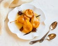 Poached pears with spices Royalty Free Stock Photo