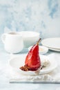 Poached pears in spicy red wine syrup