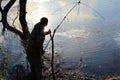 Poacher fishing net in spawning season