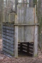Poacher`s cage for catching wild boar enclosure in the forest more often. Closes when wild animal passes inside