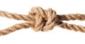 Poacher`s knot close up on thick jute rope Royalty Free Stock Photo