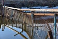 Poachers improvised barrage on the river when spawning fish