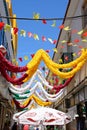 Decorated old town street, Olhao.