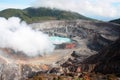 Poas Volcano Crater with its acid lake and fumarole Costa Rica Royalty Free Stock Photo