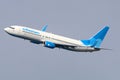 Pobeda Boeing 737-800 makes final turn to land at Vnukovo international airport.