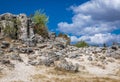 Pobiti Kamani rock formations protected area in Bulgaria Royalty Free Stock Photo
