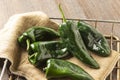 Poblano Peppers in wire basket