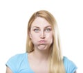 PoBlonde woman making pout Royalty Free Stock Photo