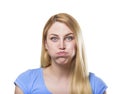 PoBlonde woman making pout Royalty Free Stock Photo