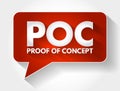 POC - Proof of Concept acronym message bubble, business concept background