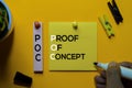 POC. Proof Of Concept acronym on sticky notes. Office desk background Royalty Free Stock Photo