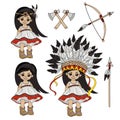 POCAHONTAS HOLIDAY Indian Princess Vector Illustration Set