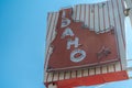 Old vintage neon sign for the Idaho Motel, now apartments for rent. This was the city`s first