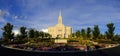 Pocatello Idaho LDS Mormon Temple Sky Clouds Flowers and Trees