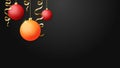 Christmas background. Christmas red and orange balls and gold serpentine. Part 2.