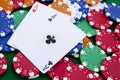 Pocket aces on a casino table Royalty Free Stock Photo