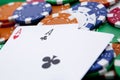 Pocket aces on a casino table Royalty Free Stock Photo