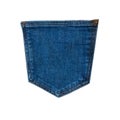 Pocket blue denim trousers. Isolated on white background. Royalty Free Stock Photo