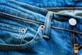 Pocket of blue jeans close-up Royalty Free Stock Photo