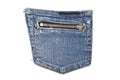 Pocket blue jeans with zipper