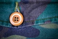Pocket with a button on the fabric with a camouflage pattern. Ba