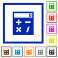 Pocket calculator flat framed icons Royalty Free Stock Photo