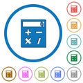 Pocket calculator icons with shadows and outlines Royalty Free Stock Photo