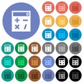 Pocket calculator round flat multi colored icons Royalty Free Stock Photo