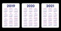 Pocket calendar 2019, 2020, 2021 set. Basic simple template. Wee Royalty Free Stock Photo