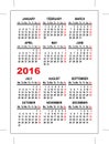 Pocket calendar 2016 template Royalty Free Stock Photo