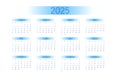 2025 pocket calendar template in strict minimalistic style with blue gradient