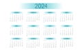 2024 pocket calendar template in strict minimalistic style with mint color