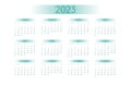 2023 pocket calendar template in strict minimalistic style with teal gradient