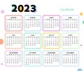 Pocket calendar on 2023 year, French. rainbow horizontal Royalty Free Stock Photo