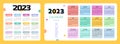 Pocket calendar on 2023 year, French. Set color Royalty Free Stock Photo