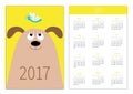 Pocket calendar 2017 year. Week starts Sunday. Royalty Free Stock Photo