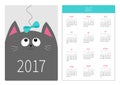 Pocket calendar 2017 year. Week starts Sunday. Royalty Free Stock Photo