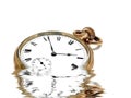 Pocket clock in gold with reflections Royalty Free Stock Photo