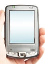 Pocket computer in a hand. Royalty Free Stock Photo