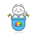 Pocket cute cat asian emoji icon for full on mood