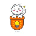 Pocket cute cat asian emoji icon for idea