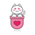 Pocket cute cat asian emoji icon for in love mood