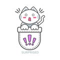 Pocket cute cat asian emoji icon for surprised mood