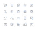 Pocket device line icons collection. Miniature, Portable, Small, Touchscreen, Wireless, Multi-functional, Secure vector