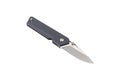 Pocket folding knife. Compact metal sharp knife with a folding blade. Gray handle and metal clip. Isolate on a white back Royalty Free Stock Photo