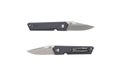 Pocket folding knife. Compact metal sharp knife with a folding blade. Gray handle and metal clip. Isolate on a white back Royalty Free Stock Photo