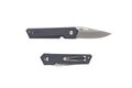 Pocket folding knife. Compact metal sharp knife with a folding blade. Gray handle and metal clip. Isolate on a white back Royalty Free Stock Photo