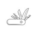 Pocket knife clipart vector black outline