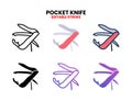 Pocket Knife icon set with different styles.