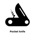 Pocket knife icon vector isolated on white background, logo concept of Pocket knife sign on transparent background, black filled Royalty Free Stock Photo